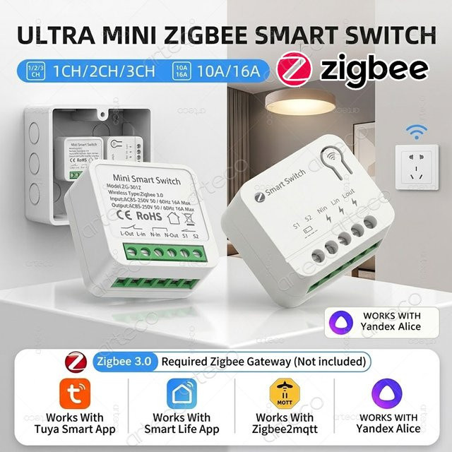 Zigbee 3.0 Smart Switch Modul für dein Smart Home, 1-3 Gang Automatisierungsrelais in Weiß, kompatibel mit Tuya und Smart Life sowie Zigbee2mqtt - Bild 1