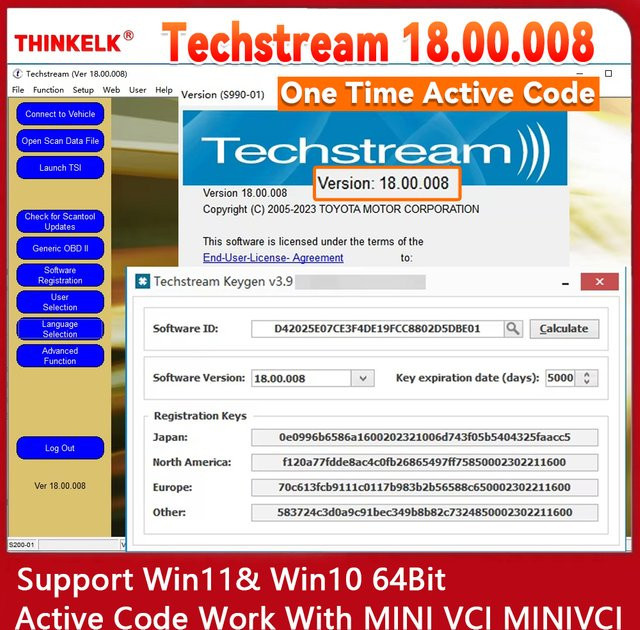 Toyota TIS Techstream 18.00.008 Software mit Active-Code für MINI VCI, kompatibel mit Windows 10 und Windows 11 - Bild 1