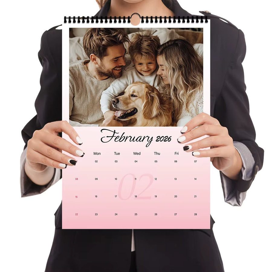 Personalisierter Wandkalender 2026 von tlenpo mit 6 Fotos, weißer Monatskalender für individuelle Geschenke - Bild 2