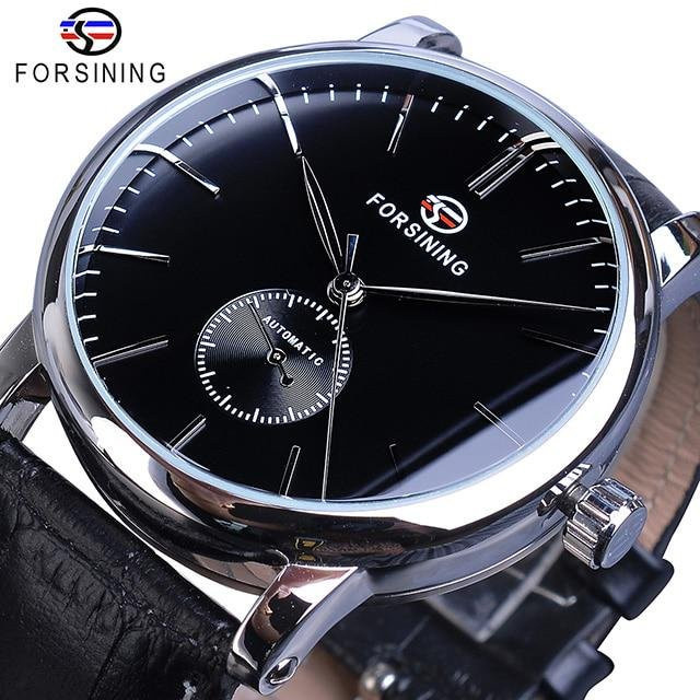 Forsining Armbanduhr, Automatik, Edelstahl, Leder, Schwarz, Herren - Bild 1