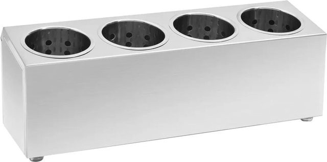vidaXL Besteckbehälter aus Edelstahl mit 4 Fächern in Silber, B: 18,0 cm, T: 15,0 cm, H: 5,05 cm - Bild 1
