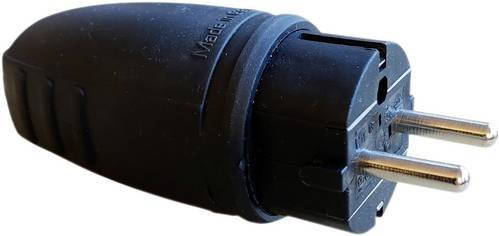 N & L Schutzkontaktstecker 11257 aus Gummi in Schwarz 230V IP44 - Bild 1