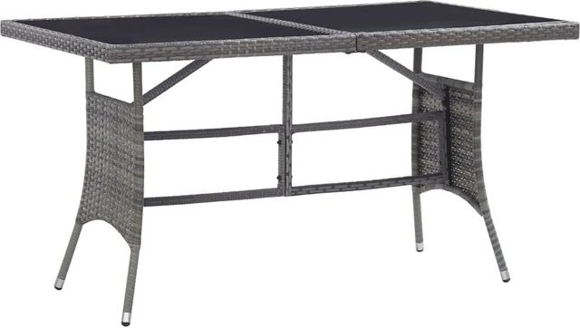 vidaXL Gartentisch aus Poly Rattan und Hartglas in Grau, B/T/H: 140 x 80 x 74 cm - Bild 1