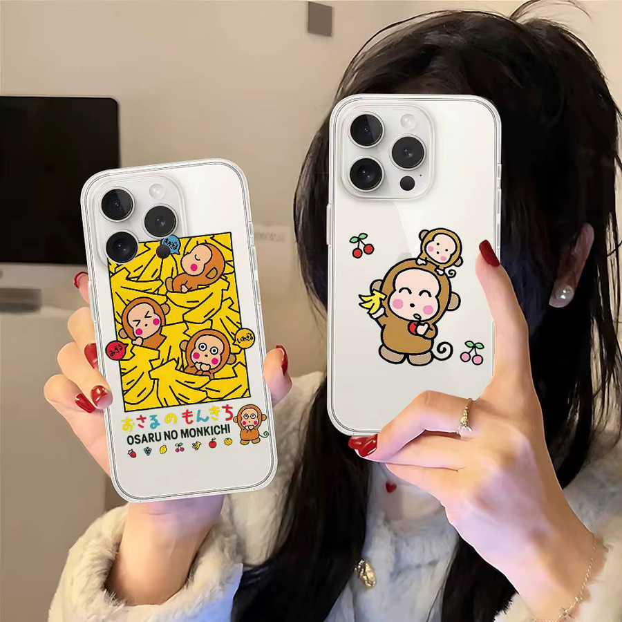 Mesuca M-Monkichi Handyhülle für iPhone 11 bis 17 Pro Max, transparente Stoßstangen-Abdeckung - Bild 2