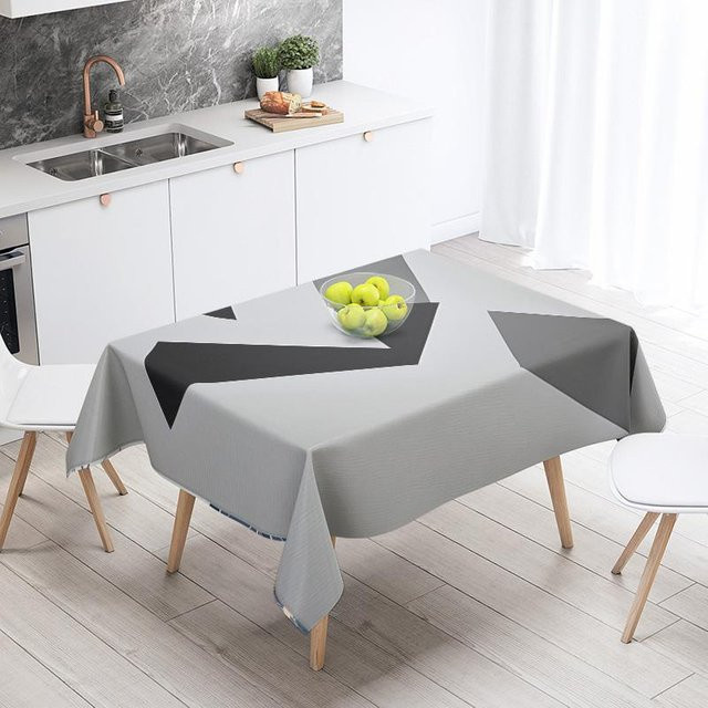 JMG Household Supplies Tischdecke mit abstraktem geometrischem Design, wasserabweisend, Polyester, Grau, B x T: 140 x 200 cm - Bild 1