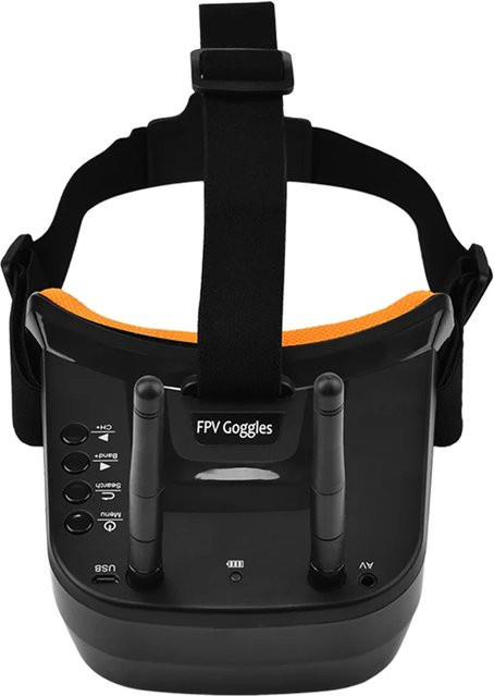 FPV Quadcopter-Brille VR009 in Schwarz mit 5,8G 40CH, automatischer Suche, Doppelantennen und 3,0 Zoll 480*320 LCD-Bildschirm inklusive integriertem Akku - Bild 1