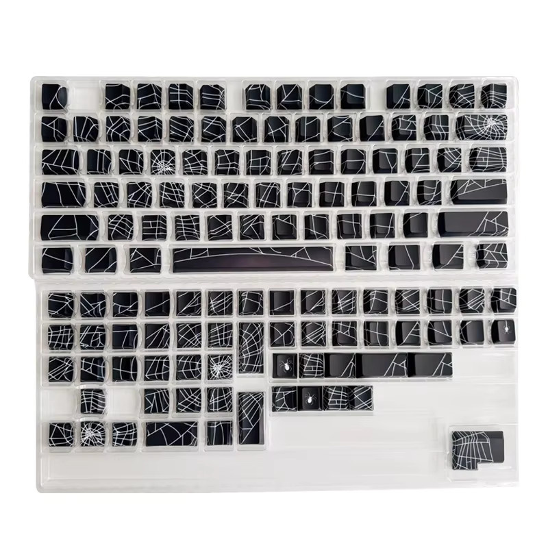 Schwarze Spinnenlinie mechanische Gaming-Tastatur mit seitlich gravierten durchscheinenden Kirsch-Tastenkappen - Bild 3