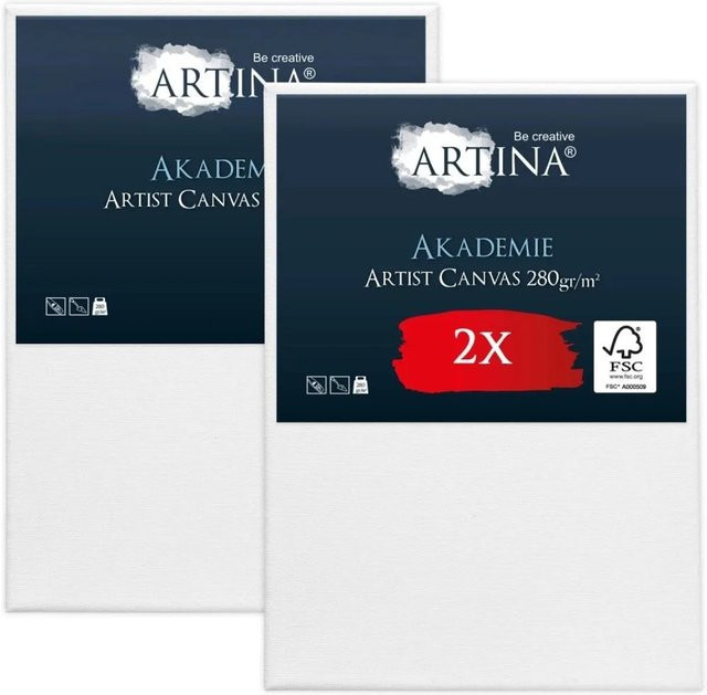 Artina Akademie Keilrahmen Set aus FSC Holz mit weißer Baumwollbespannung B: 100 cm, H: 140 cm, 2-teilig - Bild 1