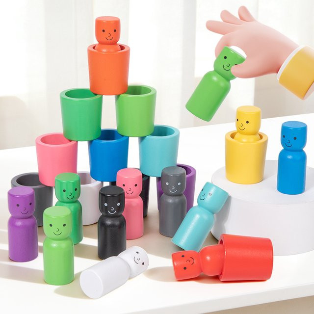 LOLOTREE Montessori Farbsortier-Becher, Holz, Bunt / Mehrfarbig - Bild 1