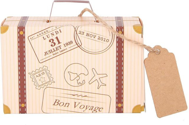 50 Stück mfySpace Koffer Gastgeschenkboxen im Vintage-Design aus Papier, Beige, für Hochzeiten, Geburtstage und Partys - Bild 1