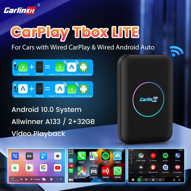 Carlinkit LITE Wireless Android Auto und Car Play AI Box mit 32 GB für Netflix und IPTV in Schwarz - Bild 1