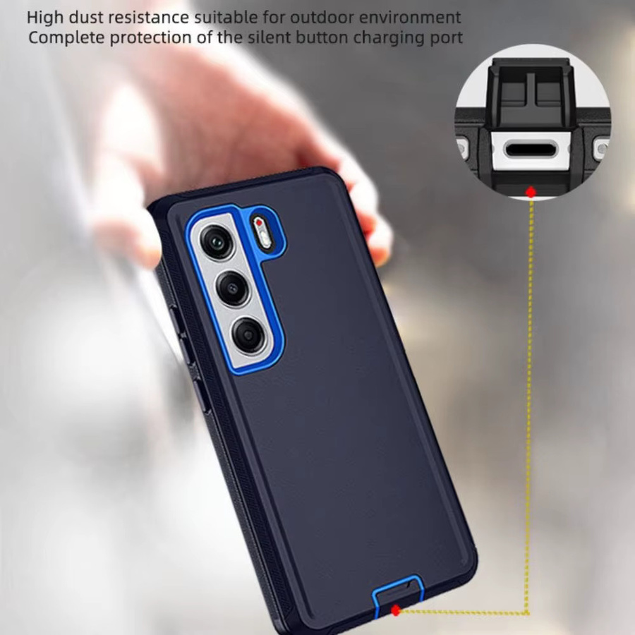OTT Defender 3-Schicht Hybrid-Schutzhülle für Tecno Camon 40 Pro 30 POP 9 8 7 Pro Spark Go 1 1S 8C stoßfeste Handyhülle in Schwarz und Orange - Bild 1