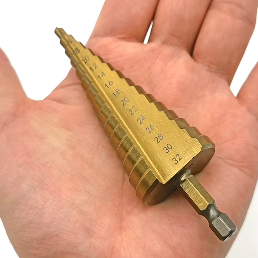Premium Titan-beschichtetes Stufenbohrer-Set aus HSS-Stahl in Gold, metrisches Set mit 4-32 mm - Bild 2