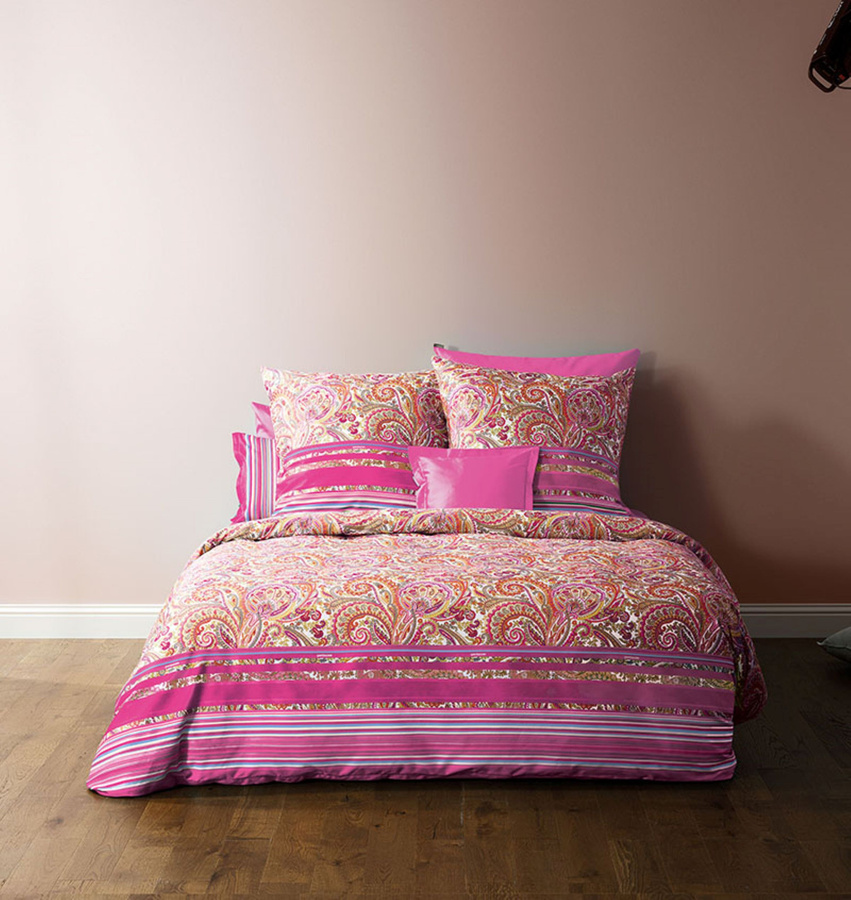 Bassetti Mako-Satin Bettwäsche Noto P2 mit Deckenbezug und Kissenbezügen in Pink und Orange mit Paisley-Streifen, B/H: 200 x 220 cm und Kissen: 80 x 80 cm - Bild 1
