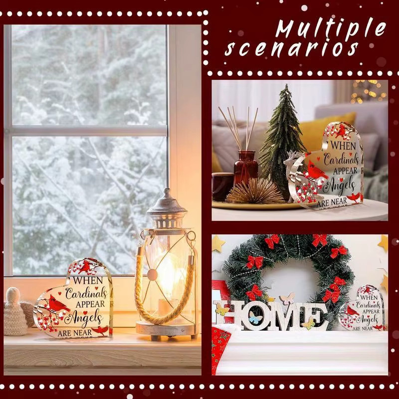CIFBUY Rotes Kardinal-Kristall-Herz aus Acryl als 2D Flach-Gedenkgeschenk in Rot und Weiß - Bild 6