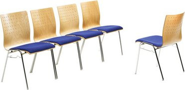 Mayer Sitzmöbel Stapelstuhl 2118 in Blau mit Stoffbezug und Holzdetails, B/L: 53 x 54 cm - Bild 1