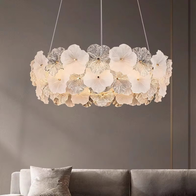 JIANKEXING Pendelleuchte aus Glas und Metall in Gold/Messing mit weißem Schirm für Wohnzimmer, Schlafzimmer und Küche - Bild 2