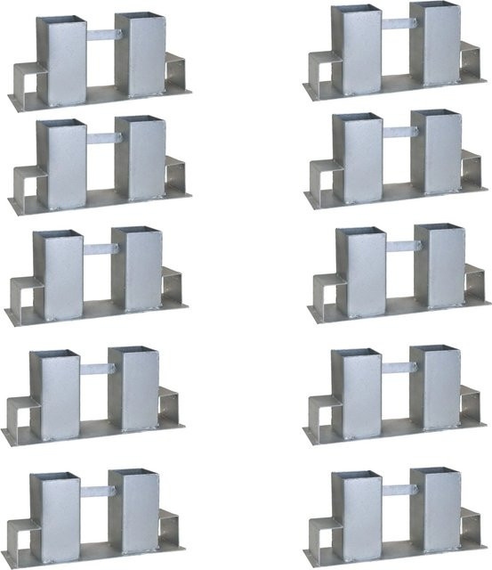 TRUTZHOLM 10er Set Holzstapelhilfe aus feuerverzinktem Stahl in Silber, B/T/H: 34 x 10 x 15 cm - Bild 1