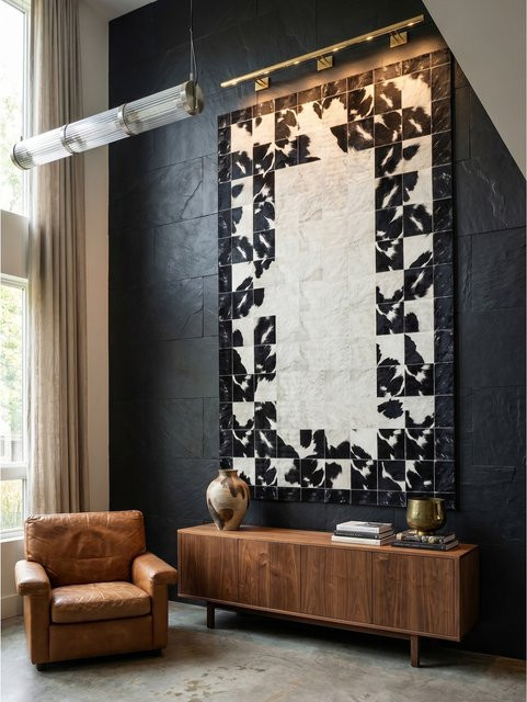Waschbarer Flachwebteppich PIZOL von Kadima Design im Patchwork-Stil, Schwarz/Mehrfarbig, B: 80 cm, L: 250 cm - Bild 1