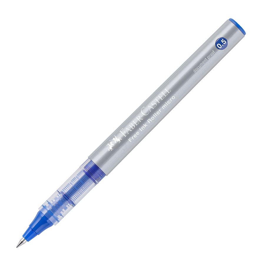 Faber-Castell Tintenroller Free Ink Micro in Blau mit 0,5 mm Strichstärke und transparentem Sichtfenster - Bild 2