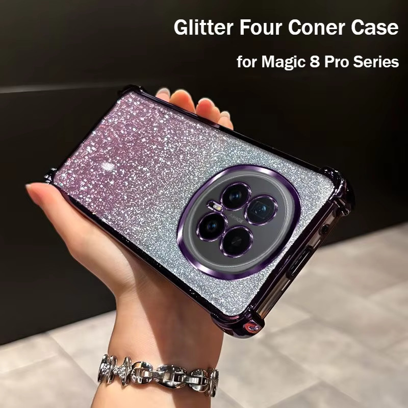 Stoßfeste Glitzer-Handyhülle in Silber für Honor X9, X8, X7, X6, X5 und weitere Modelle - Bild 1