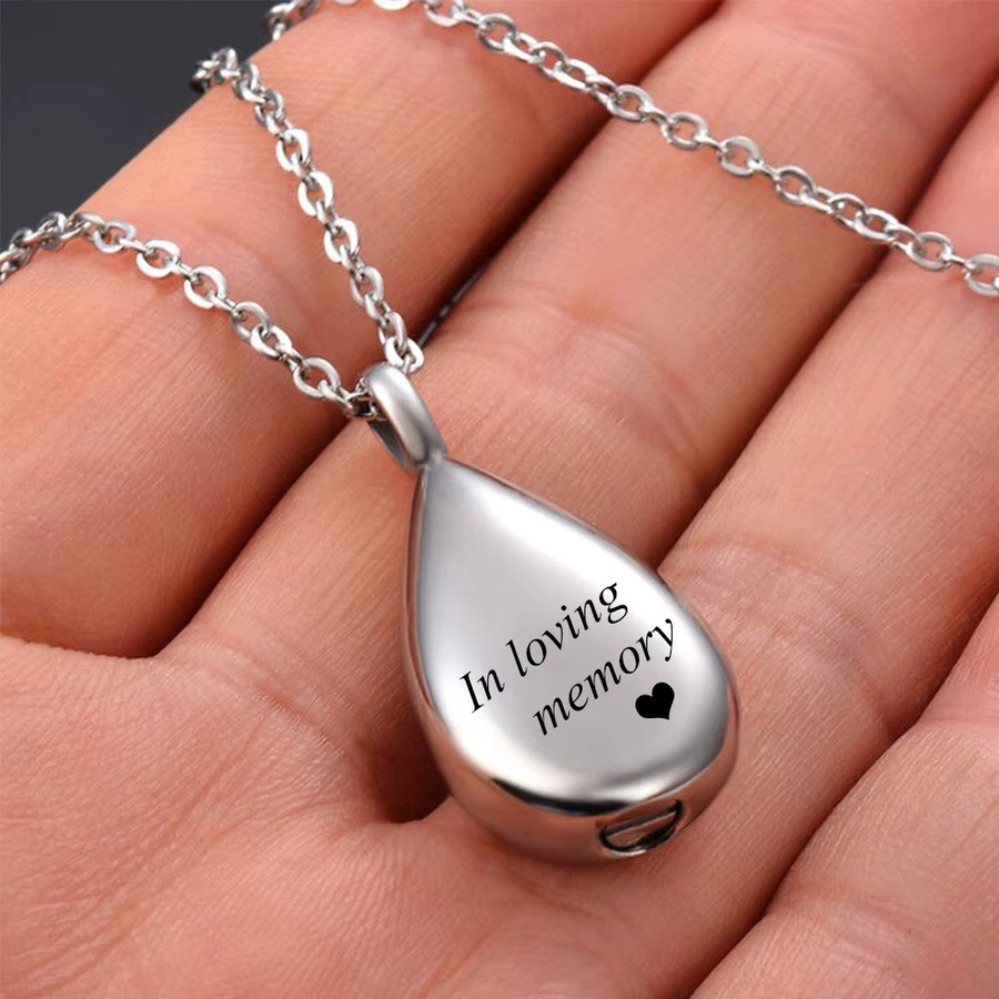 Halskette Tropfen-Anhänger, Edelstahl, Silber, Unisex, Ohne Stein - Bild 2