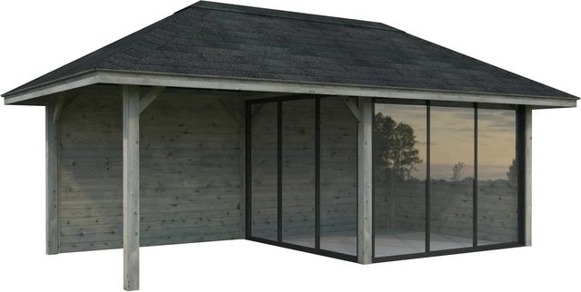 Palmako Pavillon Bianca Set205 Slide Grau aus tauchgrundiertem Fichtenholz B/T: 588 x 300 cm - Bild 1