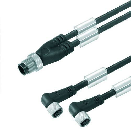 Weidmüller Sensor-Aktor-Steckverbinder M12 konfektioniert, gerade Stecker und gewinkelte Buchse, Schwarz, Kabellänge: 1,50 m - Bild 1