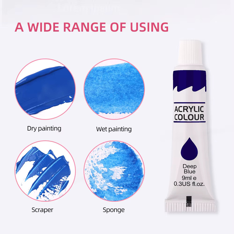 Acrylfarben-Set mit 12 Farben in Multicolour, 9 ml pro Farbe, ideal für Kunst, Graffiti und DIY-Projekte - Bild 2
