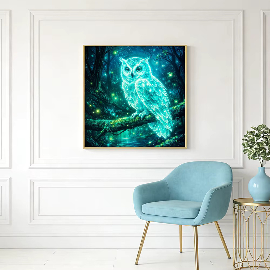 Huacan Diamond Painting Bastelset Eulen-Dekoration als rundes Mosaik in Multicolour - Bild 2