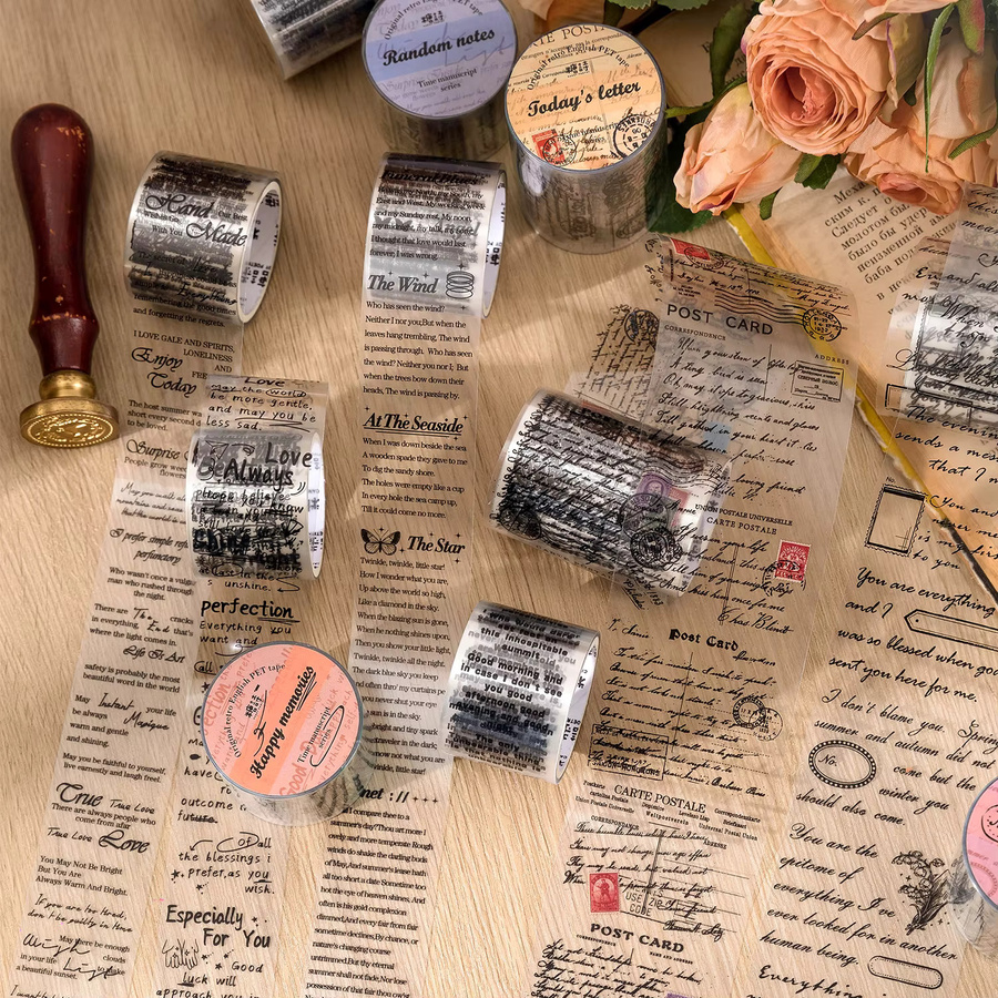 Morning Rain Journal-Sticker im Retro-Stil mit englischen Buchstaben und künstlerischen Textmotiven - Bild 2