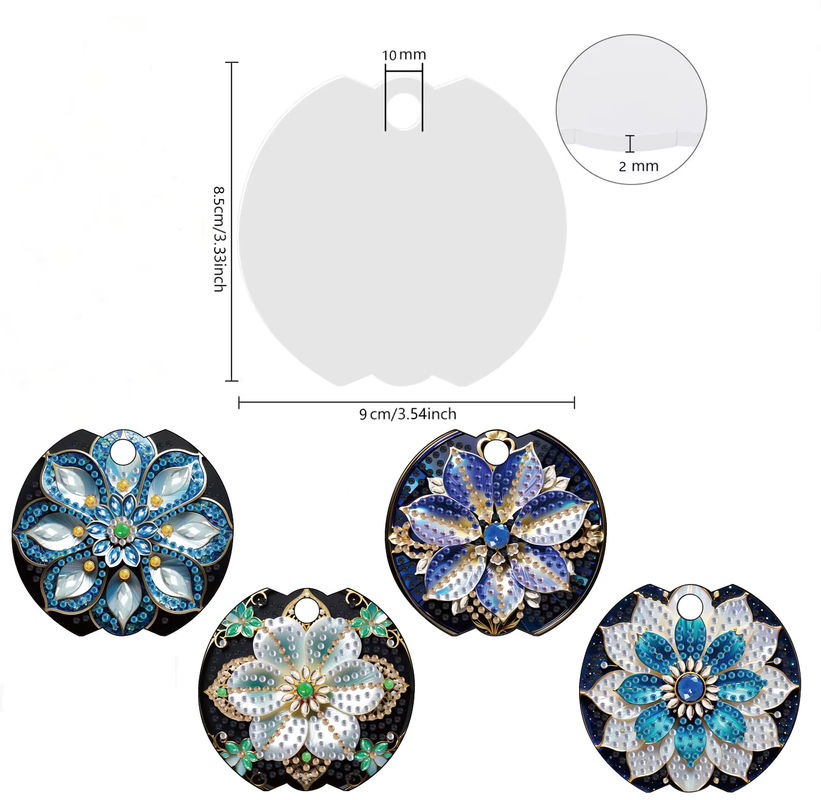 4-Blumen-Diamant-Kunst-Set zum Selbermachen mit Kristall-Strass-Mosaik in Multicolor aus Acrylmaterial - Bild 2
