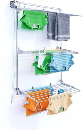 Foxydry Wand Wäscheständer mit 3 Ebenen in Grau, Tragkraft 30 kg, Breite: 108 cm