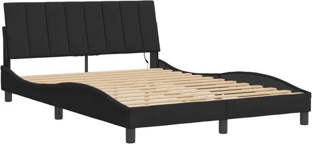 vidaXL Bettgestell Hanko in Schwarz aus Samt mit LED-Unterbettbeleuchtung und USB-Ladeport, B/T/H: 140 x 200 x 145 cm - Bild 1