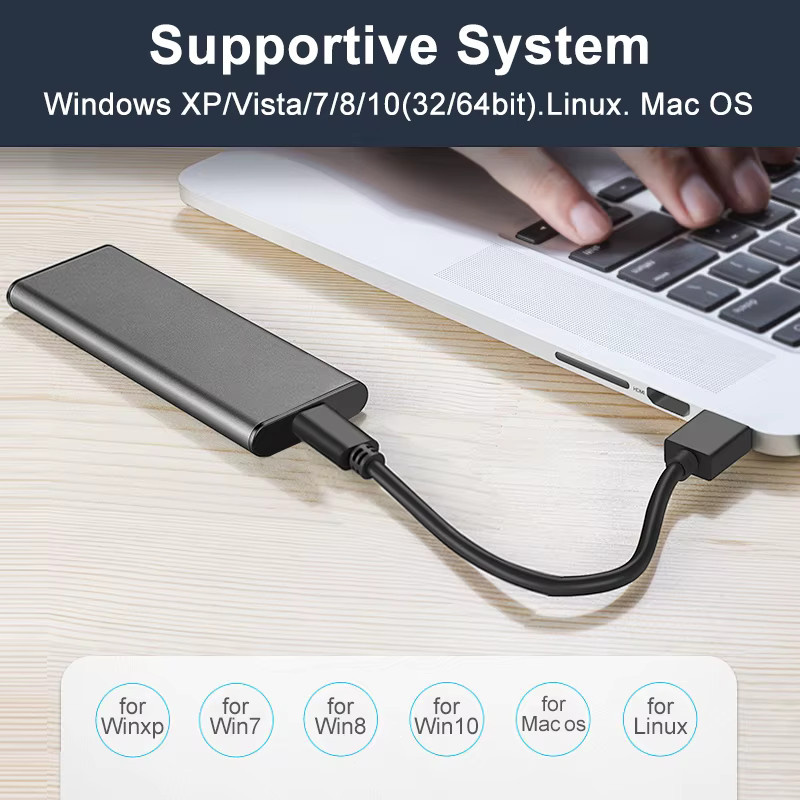 Congdi M.2 NGFF zu USB-C SSD-Gehäuse aus Metall in Grau - Bild 5