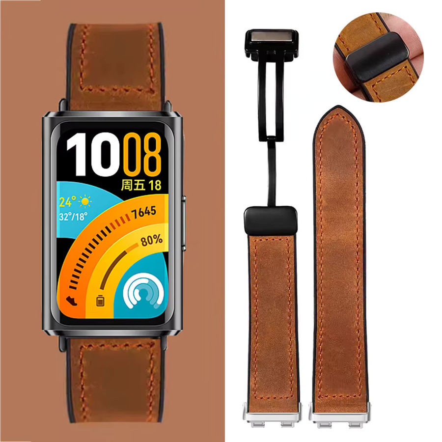 Huawei Uhrenarmband Leder, Silikon, Schwarz - Bild 2