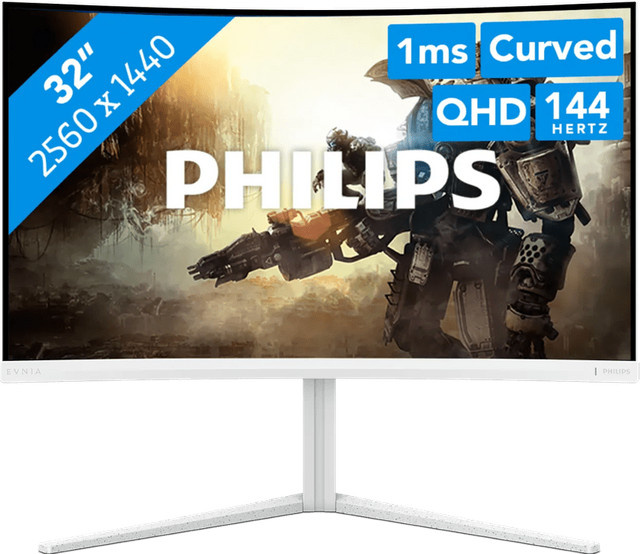 Philips Evnia 32M2C5501 Gaming-Monitor mit 32 Zoll Curved VA Display, QHD, 180Hz, Ambiglow, Weiß - Bild 1