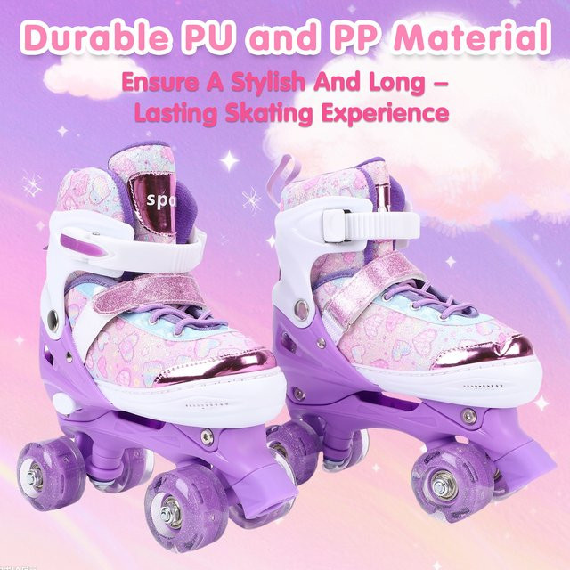 Rollschuhe für Mädchen, leuchtende Räder, 4 Größen verstellbar, ab 6-12 Jahren - Bild 1