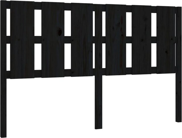 vidaXL Bett-Kopfteil aus Massivholz Kiefer in Schwarz, B/T/H: 155,5 x 4 x 100 cm - Bild 1