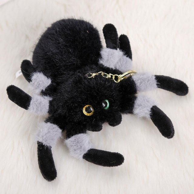 Simulation Spinne Stoffpuppe, Plüschtier, Taschenanhänger, 18cm, grau - Bild 1