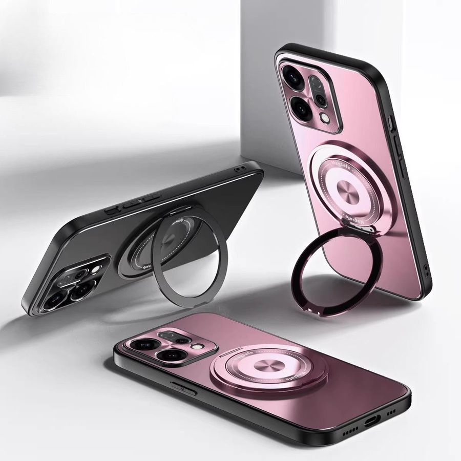 Magnetische Schutzhülle für OPPO Find X9 und Find X9 Pro mit mattem Ringhalter in Pink - Bild 1