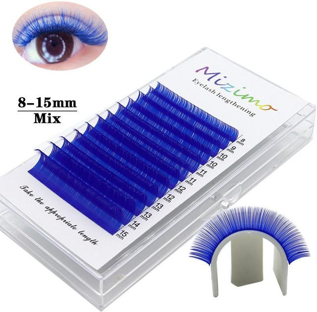 MIZIMO Künstliche Wimpern, Saphirfarben, gemischte Länge 8–15 mm, Unisex - Bild 1