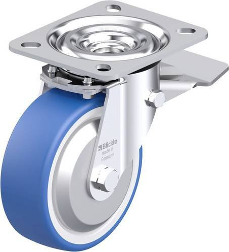Blickle L-POTHS 100XR-ST-FA Stahlblech-Lenkrolle in Blau mit 100 mm Rad-Durchmesser und 200 kg Tragfähigkeit - Bild 1