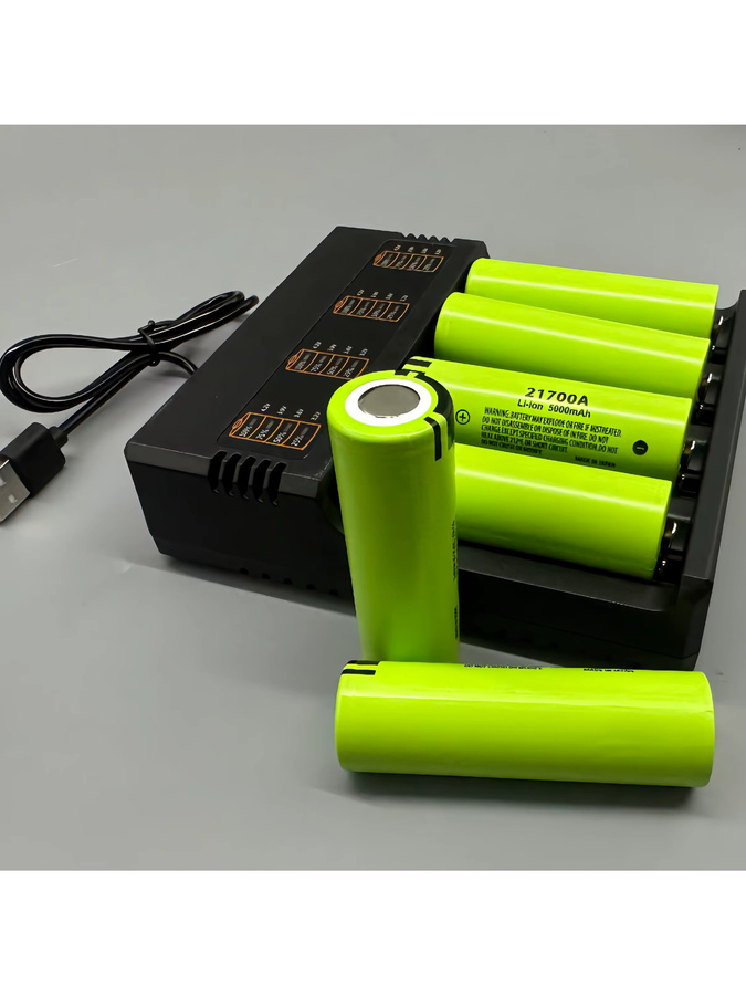 Lerp 21700A Li-Ionen-Akku 3,7V 5000mAh mit Ladegerät, Farbe: Grün - Bild 3