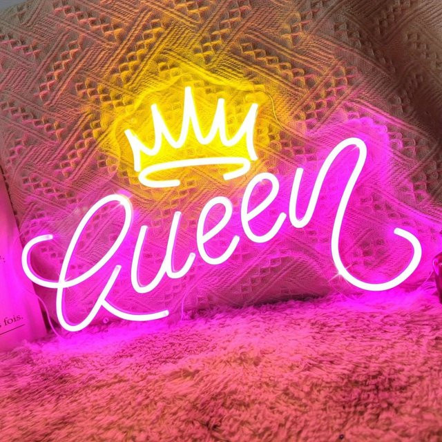 Crown Queen LED-Neonschild USB-betrieben mehrfarbig RGB Wanddekoration mit Schalter - Bild 1