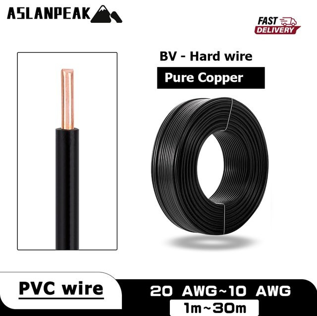 ASLANPEAK BV-Black Kupferkabel, einadriger PVC-Hartdraht 20-10AWG in Schwarz - Bild 1