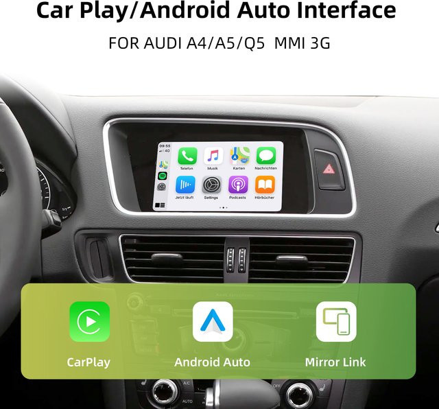 Ezonetronics OEM Bildschirm-Upgrade Decoder-Box für Audi A4, A5 und Q5 (2008-2018) mit CarPlay und Android, Schwarz, 6,5 Zoll - Bild 1