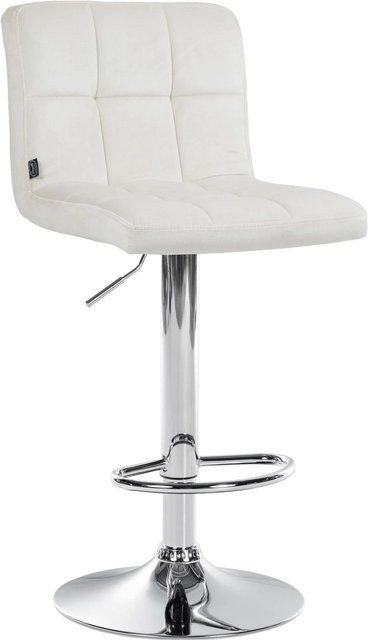 DELUKE Barhocker BRISBAN mit Lehne in Creme aus Samt und Chrom, moderner Tresenhocker mit 360 Grad Drehsitz, B/T/H: 47 x 46 x 114 cm - Bild 1