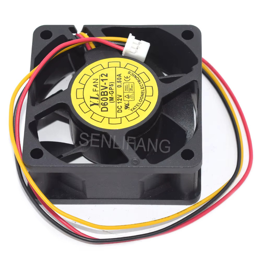 SENLIFANG Lüfter D60BV-12 in Schwarz, DC12V, 0,50A, 3-Pin, B/T/H: 6,0 x 6,0 x 2,5 cm - Bild 2