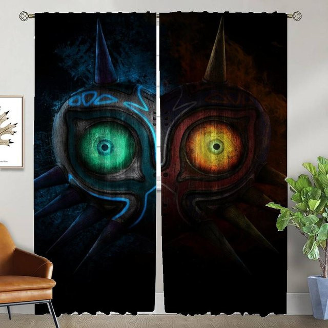 Z-zeldaes Verdunkelungsvorhang Set aus 2 Paneelen, Modernes Design mit Grafik, Farbe: Mehrfarbig, Breite: 86 cm, Höhe: 137 cm - Bild 1